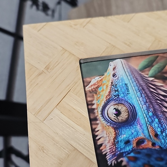 Framed 4x4 Chameleon Gecko Hybrid Lizard Art Watercolor Oil Painting Print - Picture 3 of 9